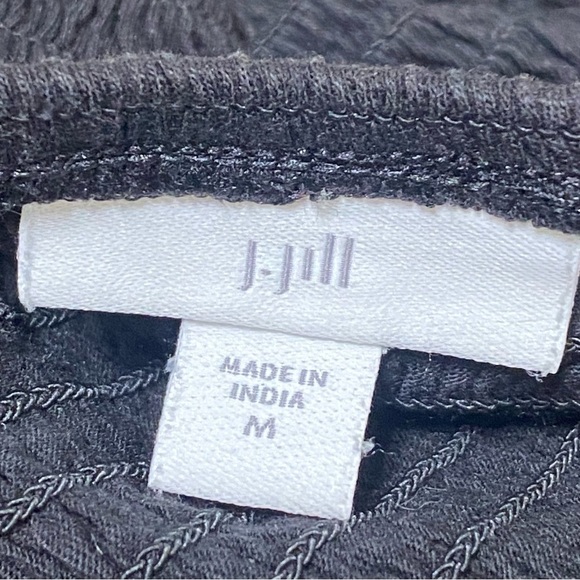 J Jill Black Smocked Peasant Boho Top Medium Cottagecore Blouse - Picture 4 of 7